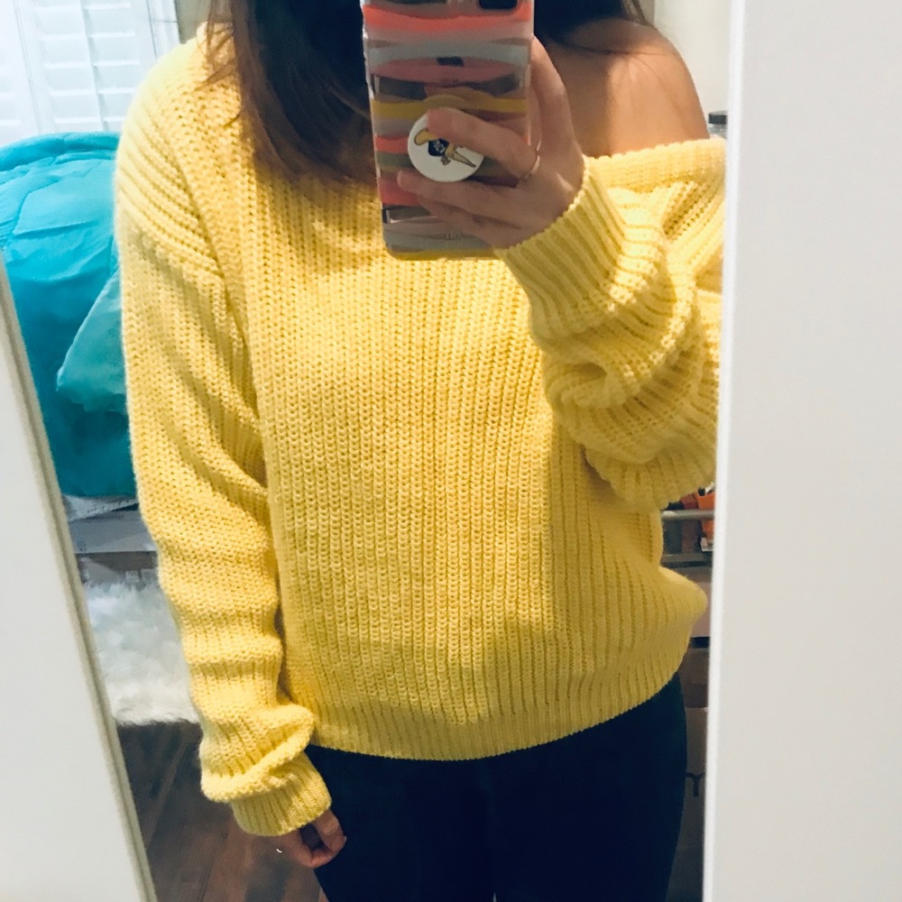 Yellow Off-shoulder Sweater